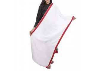 White/Red Traditional Newari Shawl For Women