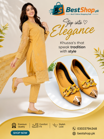 yellow-synthetic-leather-khussa-pakistan-elegant-flat-design-big-0