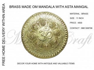 HAND MADE OM MANDAL WITH ASTA MANGAL (BRASS MADE)