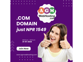 Best Web Hosting in Nepal .COM Domain Registration, at just NPR 1549. on AGM Web Hosting