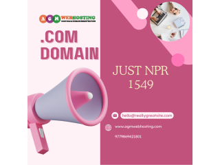 Hosting in Nepal Protect your online presence with AGMWebHosting's ".Com Domain" at just NPR 1549.